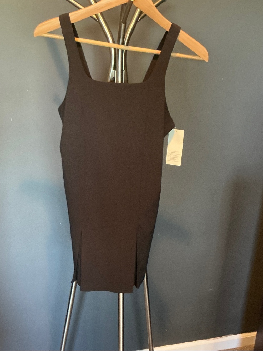 all in motion Black Square-Neck Bodycon Mini Dress